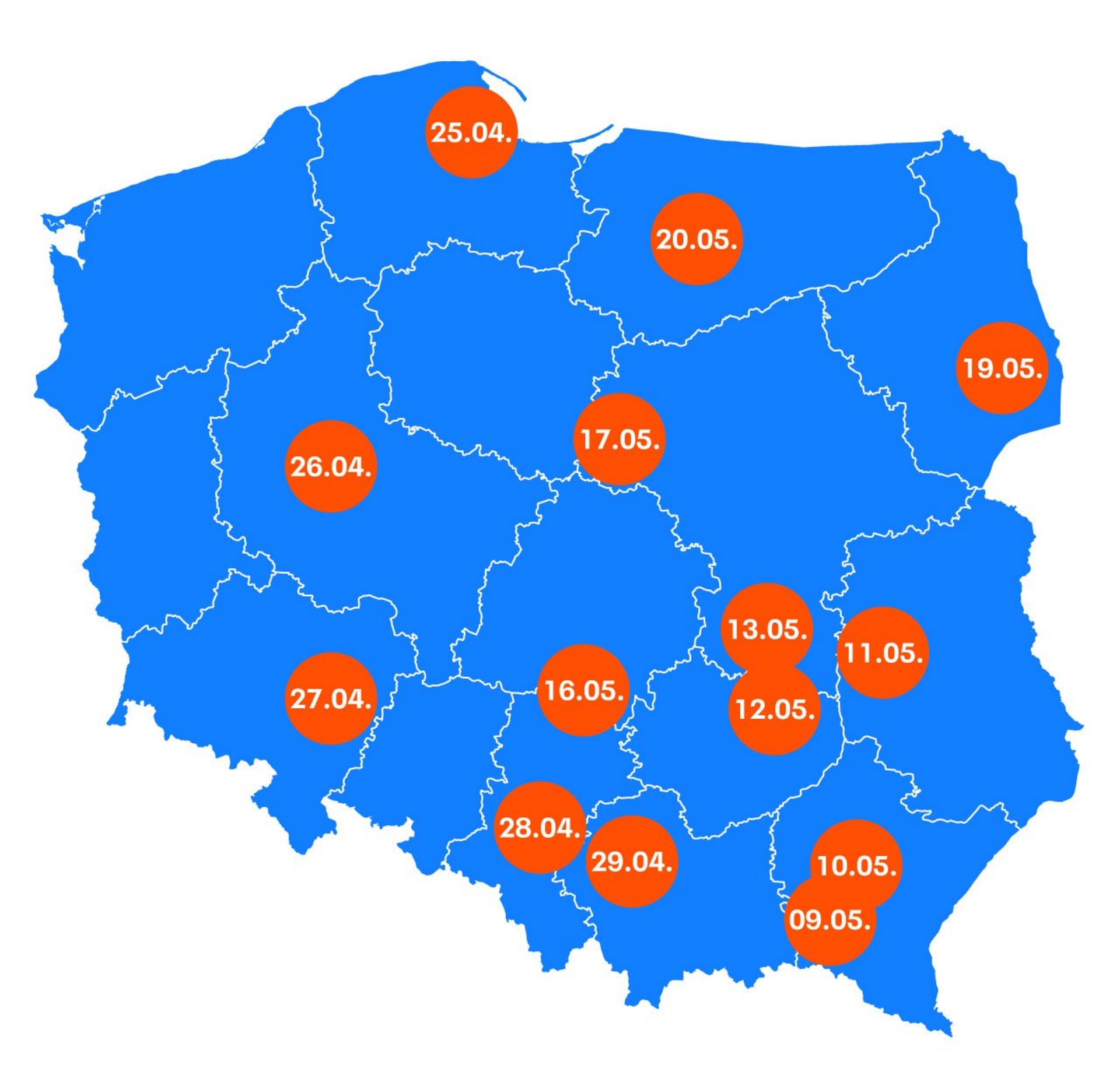 Mapa przystanków Roadshow 2022